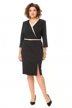 Платье полуприлегающего силуэта с разрезами и V-образной горловиной VI ORO VR-1149 черный - фото 4