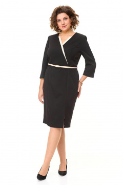 Платье полуприлегающего силуэта с разрезами и V-образной горловиной VI ORO VR-1149 черный - фото 3