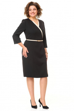 Платье полуприлегающего силуэта с разрезами и V-образной горловиной VI ORO VR-1149 черный - фото 1