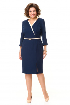 Платье с кокетками и кулисой на линию талии из текстиля VI ORO VR-1149 королевский_синий - фото 2