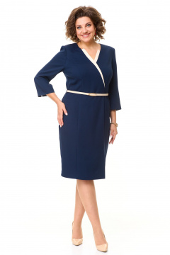 Платье с кокетками и кулисой на линию талии из текстиля VI ORO VR-1149 королевский_синий - фото 1