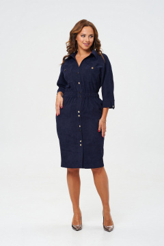 Платье полуприлегающего силуэта со сборками и кулисой из вельвета VI ORO VR-1153 королевский_синий - фото 2