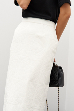 Юбка из экокожи с вышивкой и разрезом на спине ANNETE A1358 - фото 4