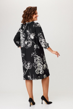 Платье А-силуэта из крепа с рукавом 3/4 и сборками Slaviaelit 545 черный - фото 4