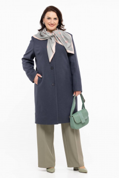 Пальто демисезонное женское из шерстяной ткани Дорофея 402 серый - фото 1