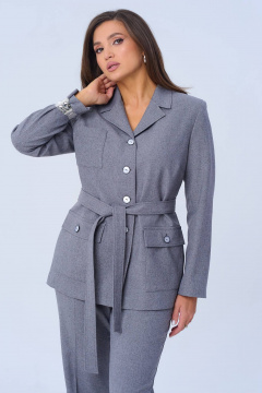 Двусоставный костюм с жакетом и брюками из текстиля Vilena 978 серый - фото 3