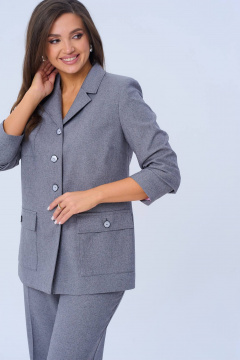 Двусоставный костюм с жакетом и брюками из текстиля Vilena 978 серый - фото 2