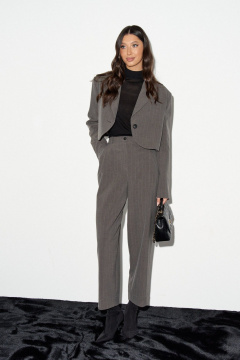 Укороченный жакет из костюмной ткани с полоской ANNETE A5347 - фото 5