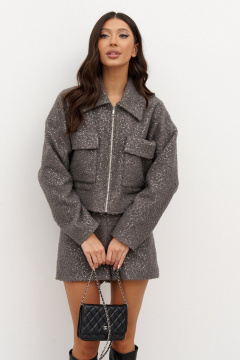 Жакет укороченный с пайетками и накладными карманами ANNETE A5358 - фото 2