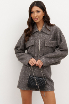 Жакет укороченный с пайетками и накладными карманами ANNETE A5358 - фото 1