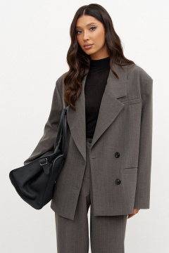 Жакет двубортный в полоску деловой стиль из текстиля ANNETE A5361 - фото 4