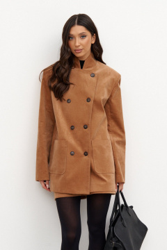 Жакет коричневый из искусственной замши деловой стиль ANNETE A5365 - фото 3