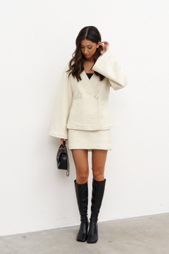 Кардиган полуприлегающий из трикотажа молочный стиль ANNETE A5367 - фото 3