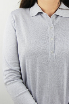 Демисезонный трикотажный джемпер с отложным воротником Полесье С1673-23 4С0673-Д43 158,164 сиренево-серый - фото 3