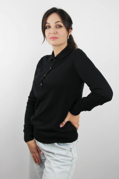 Демисезонный трикотажный джемпер с разрезом у горловины Полесье С1673-23 4С0673-Д43 158,164 черный_антрацит - фото 2