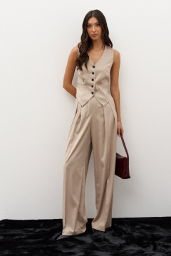 Жилет из полосатого текстиля с фигурным низом ANNETE A5374 - фото 5