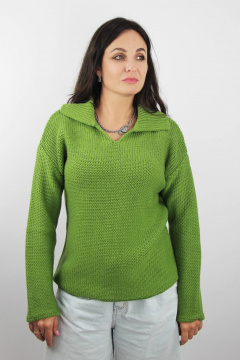 Демисезонный трикотажный джемпер с разрезом и воротником Полесье С1853-24 4С0746-Д43 158,164 васаби - фото 1