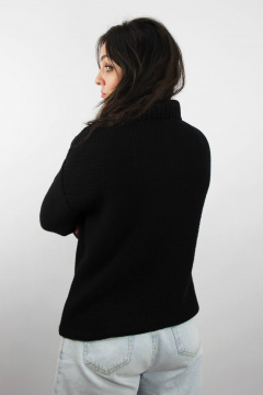 Демисезонный трикотажный джемпер с разрезом и воротником Полесье С1853-24 4С0746-Д43 158,164 глубокий_черный - фото 3