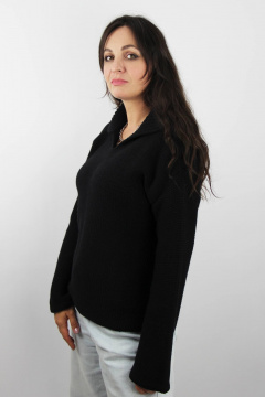 Джемпер прямого силуэта из трикотажа с разрезом Полесье С1853-24 4С0746-Д43 170,176 глубокий_черный - фото 1