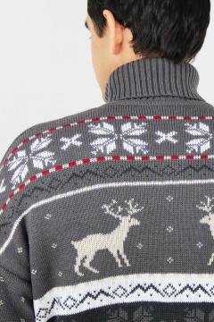 Свитер прямого кроя из трикотажа с круглым вырезом Полесье С3165-24 4С0748-Д43 170,176 графитовый - фото 4