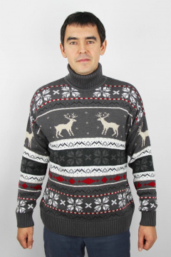 Свитер прямого кроя из трикотажа с круглым вырезом Полесье С3165-24 4С0748-Д43 170,176 графитовый - фото 1