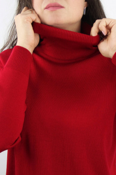Красный свитер реглан из трикотажа с высоким воротником Полесье С3433-17 7С1582-Д43 170,176 вишневый - фото 3