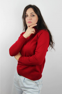 Красный свитер реглан из трикотажа с высоким воротником Полесье С3433-17 7С1582-Д43 170,176 вишневый - фото 2