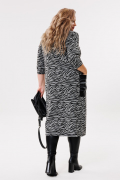 Платье миди с разрезом на молнии и карманом из эко-кожи Michel chic 2080/2 графит,черный - фото 5