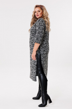 Платье миди с разрезом на молнии и карманом из эко-кожи Michel chic 2080/2 графит,черный - фото 4