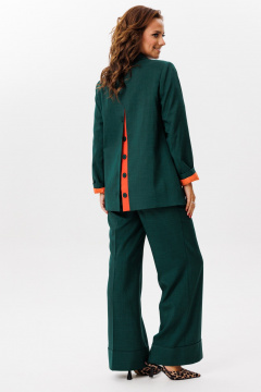 Костюм из костюмной ткани с прямым жакетом и широкими брюками Mubliz 190 изумруд - фото 2