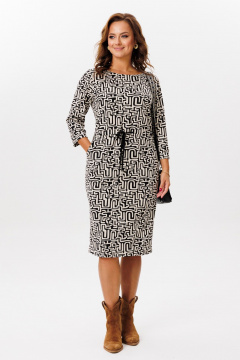 Платье из трикотажа с принтом зебра и кулисой на талии Mubliz 211 геометрия - фото 3