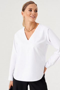 Белая хлопковая свободная блуза с длинным рукавом Панда 173140w белый - фото 3