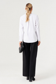 Белая хлопковая свободная блуза с длинным рукавом Панда 173140w белый - фото 5