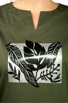 Зеленый трикотажный джемпер с фигурным вырезом и пуговицами Jurimex 3211 - фото 3