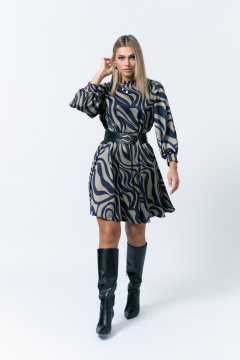 Серое и синее платье А-силуэта с подкладкой и пуговицами Verita 2327 - фото 5