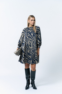 Серое и синее платье А-силуэта с подкладкой и пуговицами Verita 2327 - фото 1