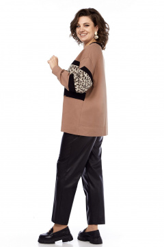 Мультиколорованный свободный джемпер с разрезами и вставками Jurimex 3219 - фото 5