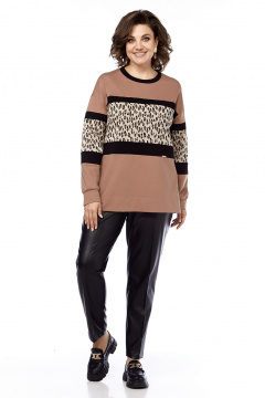 Мультиколорованный свободный джемпер с разрезами и вставками Jurimex 3219 - фото 2