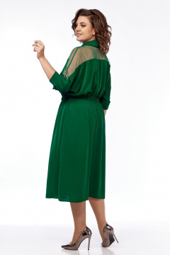 Зеленое расклешенное платье с поясом на резинке и прозрачным верхом Диомант 2012 зеленый - фото 3