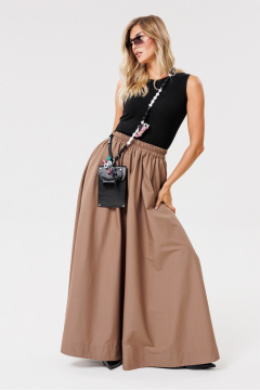 Бежевая юбка расклешенная из хлопкового текстиля PRATA wear S001 бежевый - фото 4