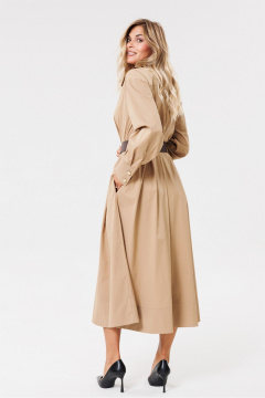 Бежевое платье из хлопкового текстиля с складками PRATA wear S003 бежевый - фото 5
