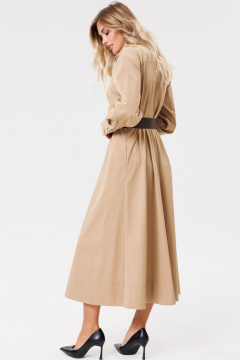 Бежевое платье из хлопкового текстиля с складками PRATA wear S003 бежевый - фото 4