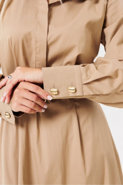 Бежевое платье из хлопкового текстиля с складками PRATA wear S003 бежевый - фото 3