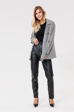 Брюки из эко-кожи с карманами на каждый день PRATA wear S004 черный - фото 1