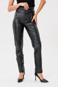 Брюки из эко-кожи с карманами на каждый день PRATA wear S004 черный - фото 3