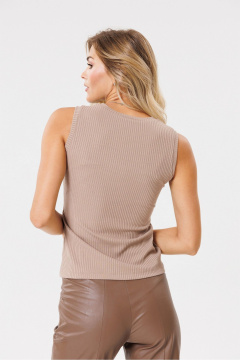 Бежевый топ из трикотажа с полуприлегающим силуэтом PRATA wear S005 капучино - фото 4