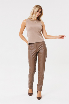 Бежевый топ из трикотажа с полуприлегающим силуэтом PRATA wear S005 капучино - фото 3