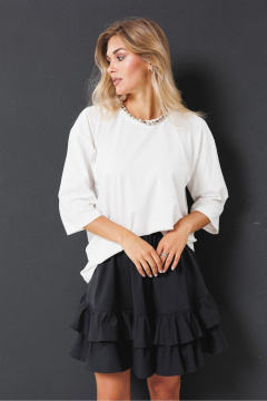 Молочный трикотажный оверсайз джемпер с принтом PRATA wear S010 молочный - фото 3