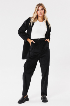 Круглогодичные бархатные брюки из текстиля с карманами PRATA wear S016 черный - фото 1