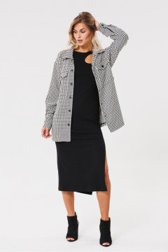 Круглогодичная хлопковая рубашка с накладными карманами PRATA wear S022 черно-белый - фото 4